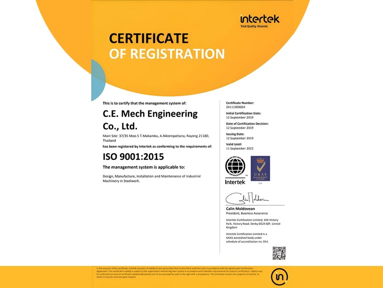 Certificate of Registration ISO 9001 2015